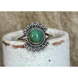 Sterling Silver Native Style Turquoise Ring Southwestern Round Green Sz 8 925
